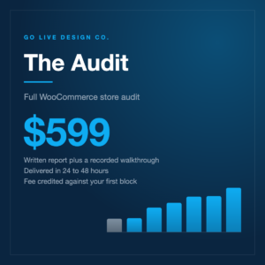 The Audit, a full WooCommerce store audit for $599 from Go Live Design Co.